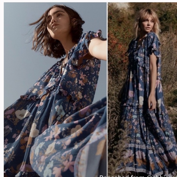 SPELL & THE GYPSY size XS wild bloom gown in navy bluey - Picture 1 of 14